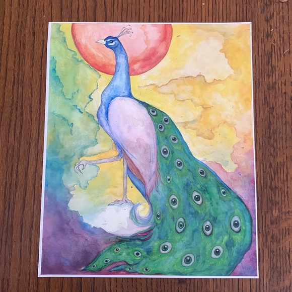 Print of Original Watercolor, “Peacock in Profile” - Picture 3 of 4